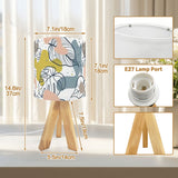 Floral 60s Retro Wooden Tripod Table Lamp – Midcentury LED Smart Light