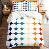 Midcentury Bubble Design Duvet Cover Set: 70s Retro Full Size Microfiber