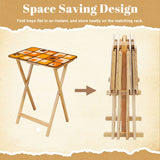Wooden TV Tray Tables Set – Retro 70s Folding Tables for Small Spaces