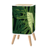Midcentury Modern Monstera Leaf Lidded Trash Can: Green Scandi Wastebasket