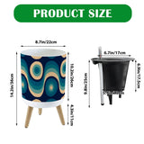 Nordic Style Plant Pot with Wooden Legs - Blue Beige Retro 60s