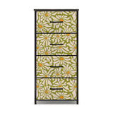 70s Daisy Pattern Midcentury Modern 4-Drawer Dresser – Floral Storage Cabinet