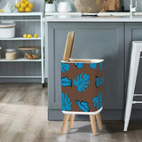 Midcentury Monstera Leaf Trash Can – Brown Blue Retro Nordic Waste Bin