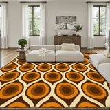 Retro 70s Peacock Area Rug: Orange Brown Non-Slip Plush, 12x9 ft / 365x274 cm