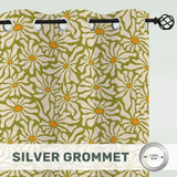 Retro Daisy Blackout Curtains: 70s Midcentury Modern Multi Sizes Drapes