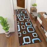 Brown Blue 60s Retro Runner Rugs | Midcentury Style Floor Runners