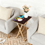 Retro Wooden Folding Side Tables Set of 4 – TV Trays with Storage Stand