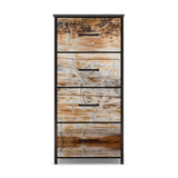 Faux-Wood Nordic Dresser: Modern Rustic Steel Frame Fabric Cabinet