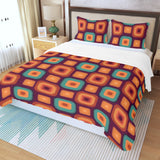 70s Retro Midcentury 3-Piece Duvet Bedding Set, Vintage Home Style