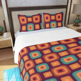 70s Retro Midcentury 3-Piece Duvet Bedding Set, Vintage Home Style