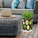 60s Polka Dots Plant Pot with Wooden Legs: Nordic Retro Midcentury