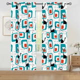 50s Atomic Cat Mid Grommet Blackout Curtains: Midcentury Modern Panel Set - 50’’x84’’x2pcs - retro curtains