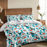 50s Atomic Cat Pattern Full Size Duvet Cover Set: Midcentury Retro Bedding - Bedding - retro