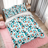 50s Atomic Cat Pattern Full Size Duvet Cover Set: Midcentury Retro Bedding - Bedding - retro