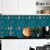 50s Atomic Kitchen Self-Adhesive Wall Panel Kit: Waterproof PVC Tiles - retro wallpaper