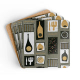 50s Midcentury Corkwood Coaster Set | Atomic Retro Home Decor - retro coaster