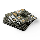 50s Midcentury Corkwood Coaster Set | Atomic Retro Home Decor - retro coaster