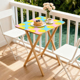 Retro 50s Pastel Lemon Wooden TV Tray Tables - Set of 4 with Stand