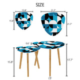 Blue Black White Bauhaus Style Retro Tripod Nesting Coffee Table Set