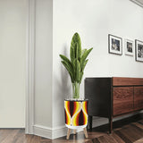 Retro Flower Pot - 70s Midcentury Scandi Style Plant Pot with Wooden Legs
