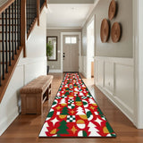Holidays Season Vintage Style Hallway Retro Runner Rug Red Green White