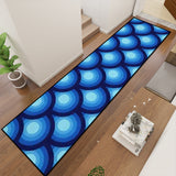 Blue Retro 70s Runner Rug – Midcentury Peacock Eyes Pattern | Multiple Sizes