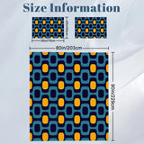 Retro 70s Double Duvet Cover Set: Midcentury Blue Yellow Microfiber Bedding