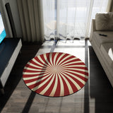 70s Sunburst Style Round Area Rug, Retro Boho Midcentury Floor Carpet