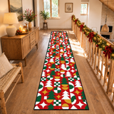 Holidays Season Vintage Style Hallway Retro Runner Rug Red Green White