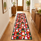 Holidays Season Vintage Style Hallway Retro Runner Rug Red Green White