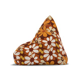 Bold Retro Flowers Bean Bag Chair Cover - Brown Orange Midcentury Decor, 2 sizes