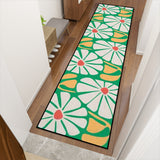 Floral 70s Multiple Sizes Runner Rug – Midcentury White Green Yellow