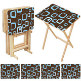 Space-Saving Retro Wooden TV Trays Set | Midcentury Modern Design