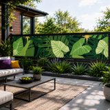 Green Monstera Balcony Fence Privacy Screen – Retro 70s Waterproof Cover