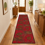 Red Holidays Season Vintage Style Hallway Retro Runner Rug with Pine Cones