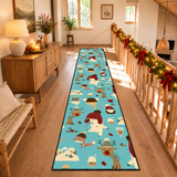 Retro Winter Animals Runner Rug 24" × 120" – Christmas Hallway Decor