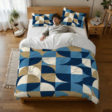 60s Geometric Retro Pattern Duvet Cover Set: Midcentury Modern Bedding