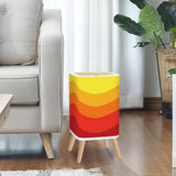 Retro Square Small Trash Can with Lid Flowing Wave Pattern, Red Orange Yellow