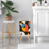 Scandi Style Square Trash Can with Lid, Abstract Geometric 60s 70s