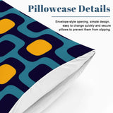 Retro 70s Double Duvet Cover Set: Midcentury Blue Yellow Microfiber Bedding