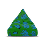 60s Retro Monstera Leaf Bean Bag Chair Cover - Blue Green Midcentury Decor, 2 sizes