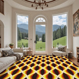 Retro 70s Area Rug 12x9 ft – Midcentury Plush Honeycomb Carpet