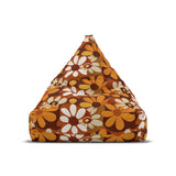 Bold Retro Flowers Bean Bag Chair Cover - Brown Orange Midcentury Decor, 2 sizes
