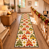 Retro Christmas Tree Runner Rug 24" × 120" – Retro Cream Red & Green