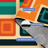 Large 60s Retro Midcentury Area Rug – Soft Non-Slip Living Room Carpet