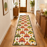 Retro Christmas Tree Runner Rug 24" × 120" – Retro Cream Red & Green