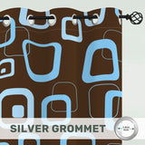 Midcentury 60s Vintage Blackout Curtains: Retro Mocha Brown Turquoise Drapes