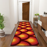 Retro 70s Runner Rug – Midcentury Yellow Red Orange | Multiple Sizes Non-Slip Polyester