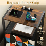 Retro 60s Bedside Table - Cabinet with Charging Station & Drawers