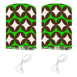 70s Retro Wall Sconces Set –  Smart LED, Green Geometric